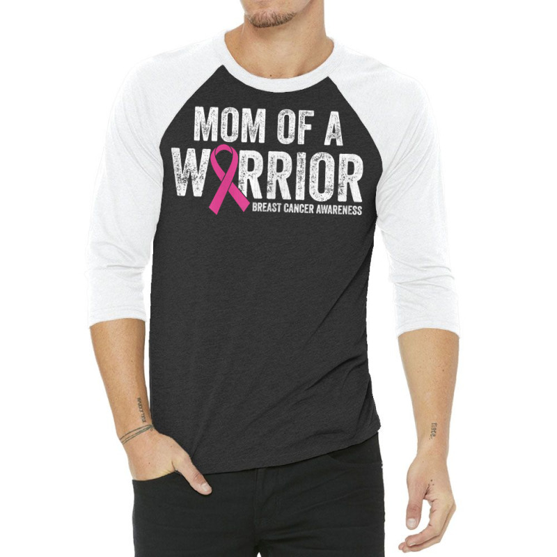 Womens Breast Cancer Awareness Month Pink Ribbon Mom Of A Warrior T Sh 3/4 Sleeve Shirt | Artistshot