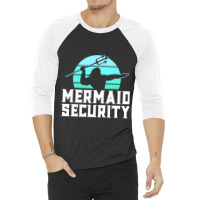 Mermaid Security Shirt Mens Boys Swimmer Dad Merdad Trident T Shirt 3/4 Sleeve Shirt | Artistshot