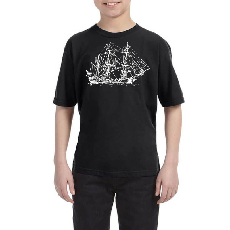 Sailing Pirate Ship Boat In The Water Hand Drawn Vessel Sail T Shirt Youth Tee | Artistshot