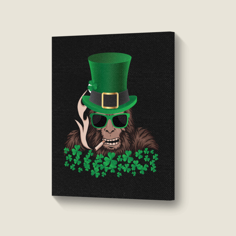 Sasquatch St. Patrick's Day Portrait Canvas Print | Artistshot