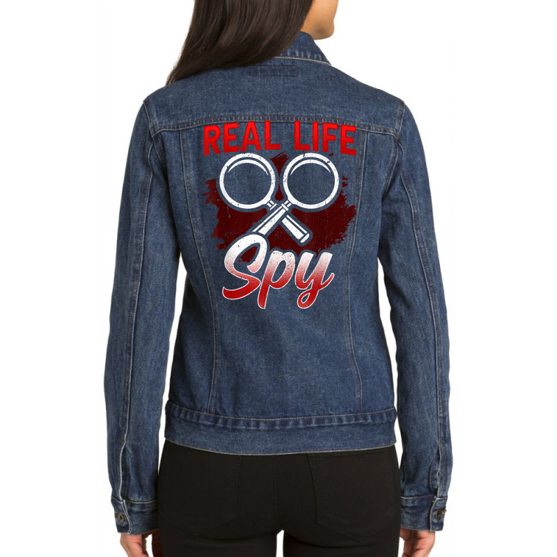 Real Life Spy Investigation Investigator Private Detective T Shirt Ladies Denim Jacket by ReagerAero | Artistshot