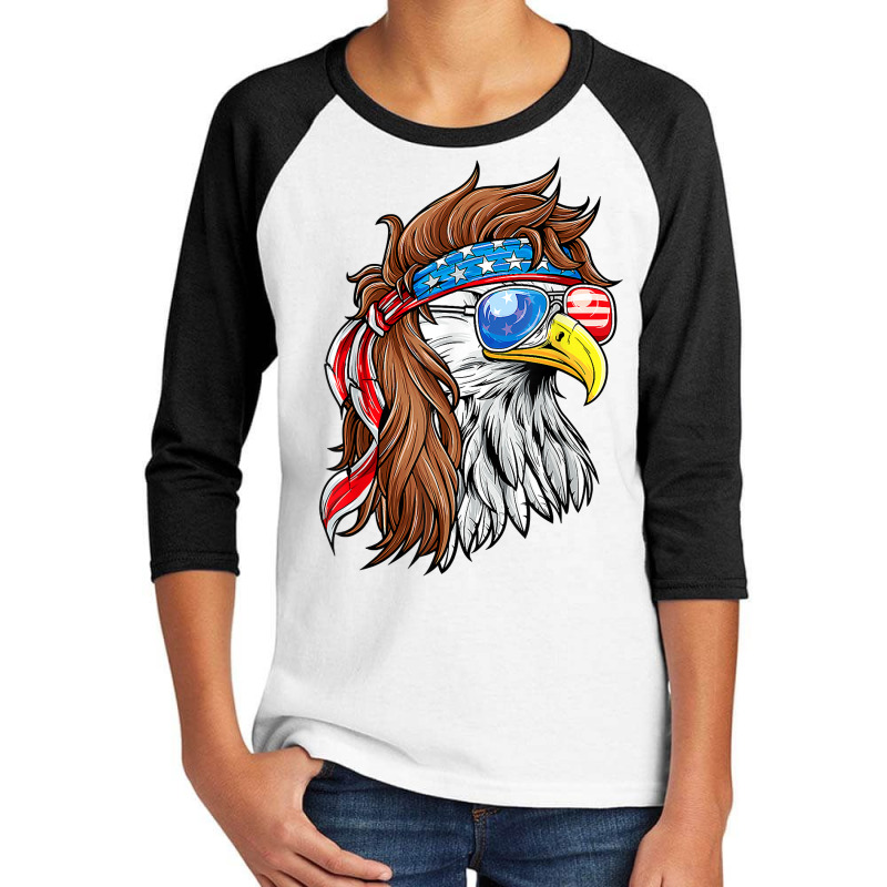 American Flag 4th Of July Patriotic Bald Eagle Mullet Usa T Shirt Youth 3/4 Sleeve | Artistshot