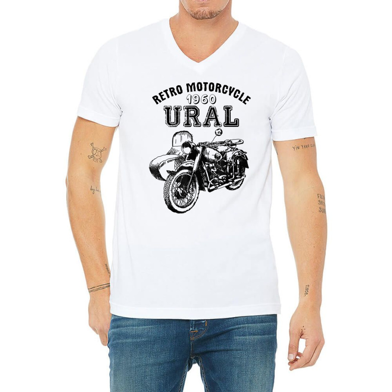 Retro Motorcycle Ural T Shirt   Vintage Sidecar Motorbike V-Neck Tee by ReagerAero | Artistshot