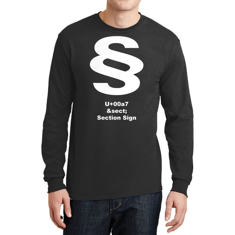 Unicode U+00a7   Section Sign White T Shirt Long Sleeve Shirts by BeanblossomSheldon | Artistshot