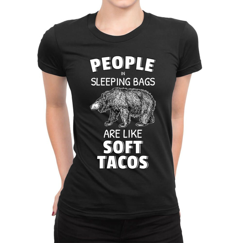 Bear People In Sleeping Bags Are Like Soft Tacos 33 Polar Panda Ladies Fitted T-Shirt by circularflap | Artistshot