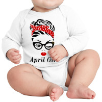 Women April Girl Birthday Born In April Girl Face Wink Eye Long Sleeve Baby Bodysuit | Artistshot