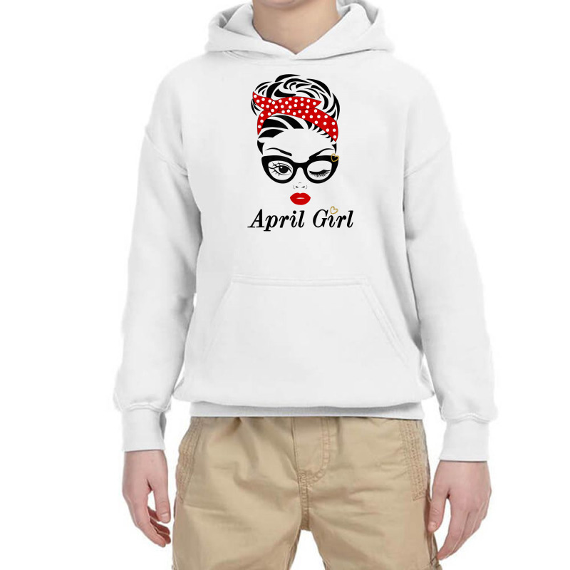 Women April Girl Birthday Born In April Girl Face Wink Eye Youth Hoodie | Artistshot