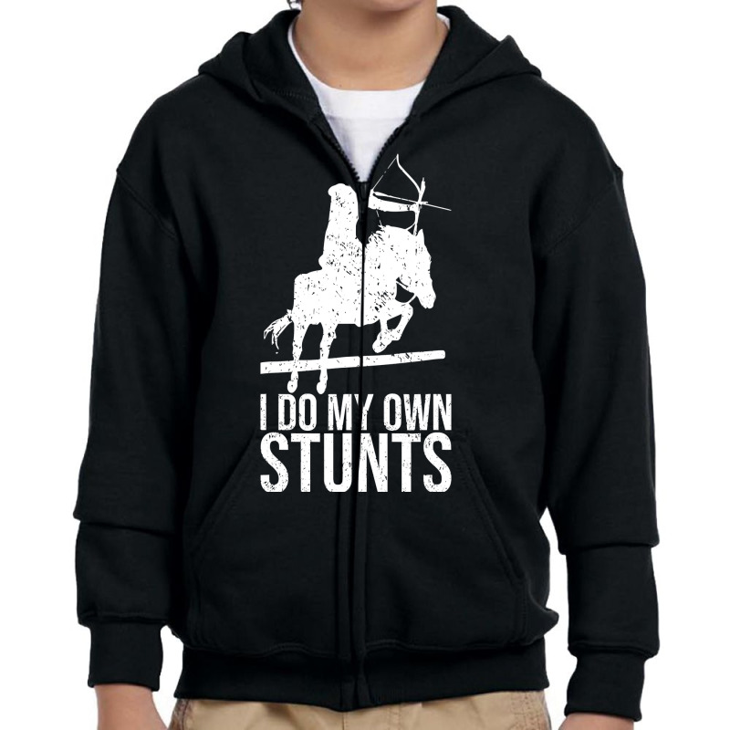 I Do My Own Stunts Shirt Mounted Archery Horse Archer T Shirt Youth Zipper Hoodie by longduong89 | Artistshot