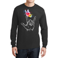 I Love You Hand Sign Language Butterfly Autism Awareness T Shirt Long Sleeve Shirts | Artistshot