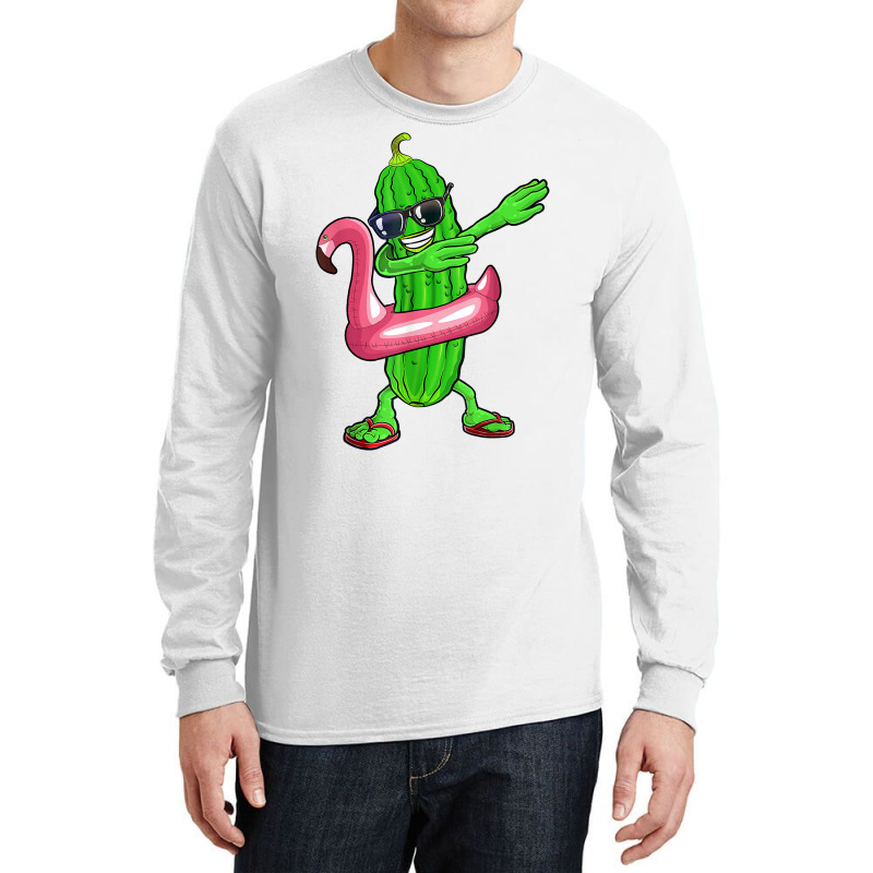 Dabbing Cucumber Pickle Flamingo Float Summer Tropical Fruit T Shirt Long Sleeve Shirts by tamarogbbrazee4 | Artistshot