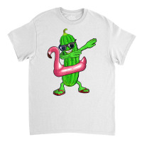 Dabbing Cucumber Pickle Flamingo Float Summer Tropical Fruit T Shirt Classic T-shirt | Artistshot