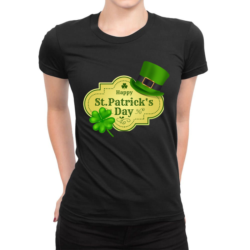 Leaf Green St Patricks Day Hat Ladies Fitted T-shirt | Artistshot