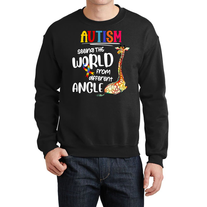 Autism Autistic Giraffe Autism Seeing The World From Different Angle 6 Crewneck Sweatshirt by circularflap | Artistshot