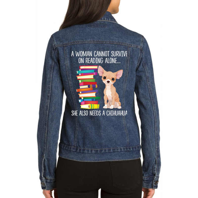 Book Reader Chihuahua Dog Mom Books Reading Fan Ladies Denim Jacket by circularflap | Artistshot