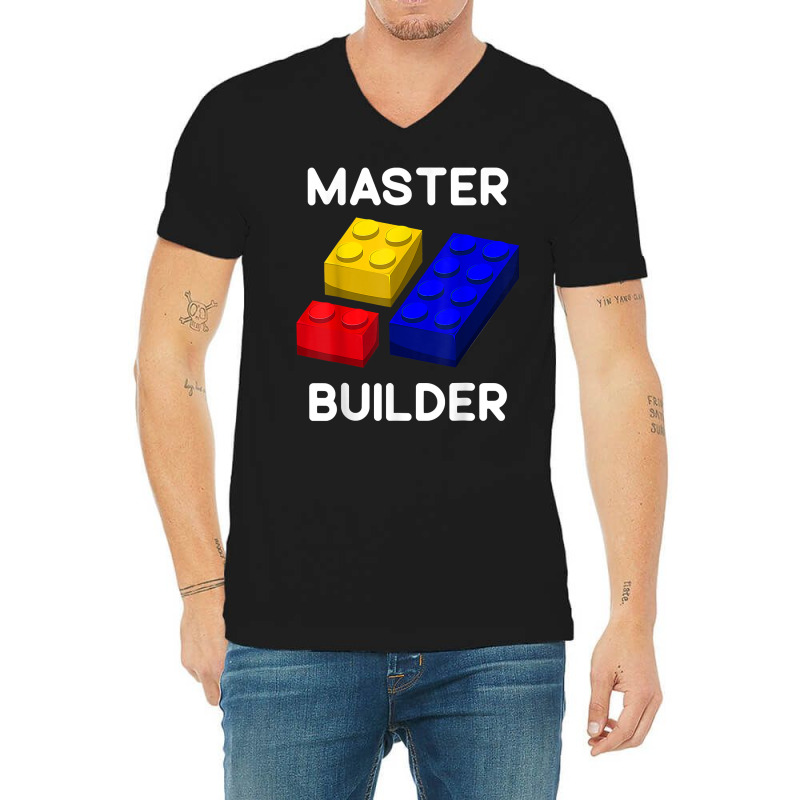 Master Builder Cute Block Building Toys Brick Builders T Shirt V-Neck Tee by lorebrend | Artistshot