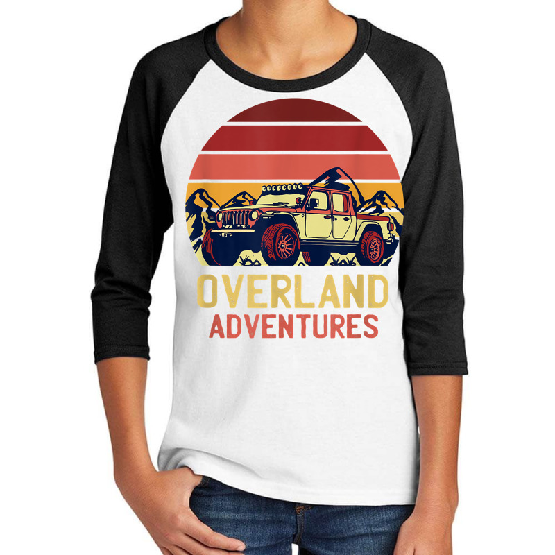 Overland Adventures Retro Vintage Sunset 4x4 Car Off Road T Shirt Youth 3/4 Sleeve by LiadCotten | Artistshot