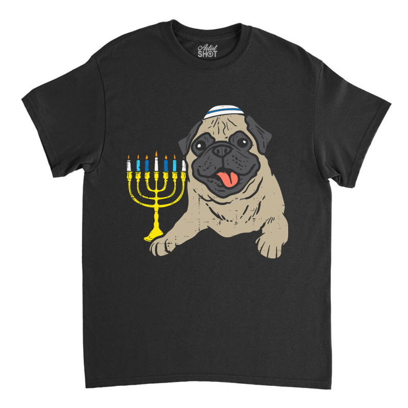 Pug Lover Dog Jewish Pug Dog Menorah Hanukkah Pajamas Chanukah Pjs 6 P Classic T-shirt | Artistshot