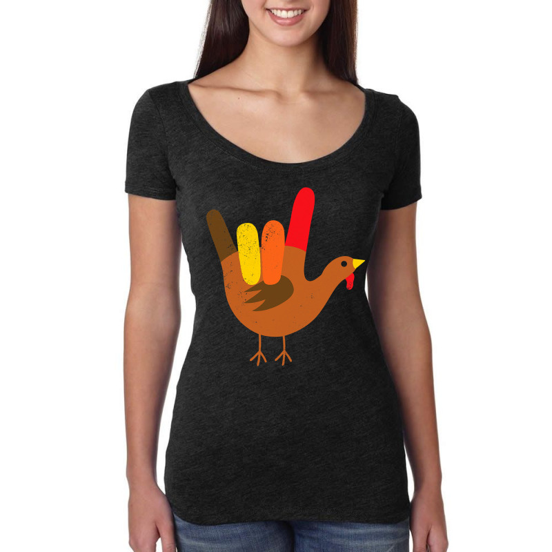 American Sign Language I Love You Thanksgiving Turkey Tshirt Women's Triblend Scoop T-shirt by thutrang92 | Artistshot