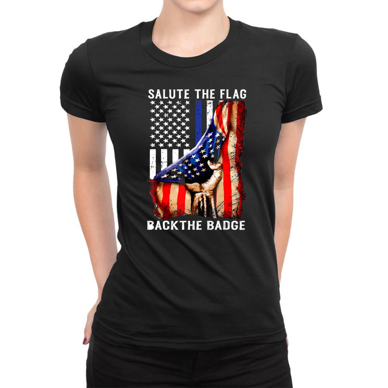 Salute The Flag Back The Badge Ladies Fitted T-Shirt by cagurdenny | Artistshot