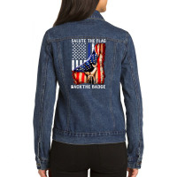 Salute The Flag Back The Badge Ladies Denim Jacket | Artistshot