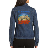 Social Distancing Expert Gaming Ladies Denim Jacket | Artistshot