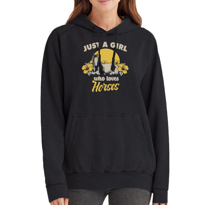 Horse Horses Just A Girl Who Loves Horsesfor A Horse Owners And Riders Vintage Hoodie by circularflap | Artistshot