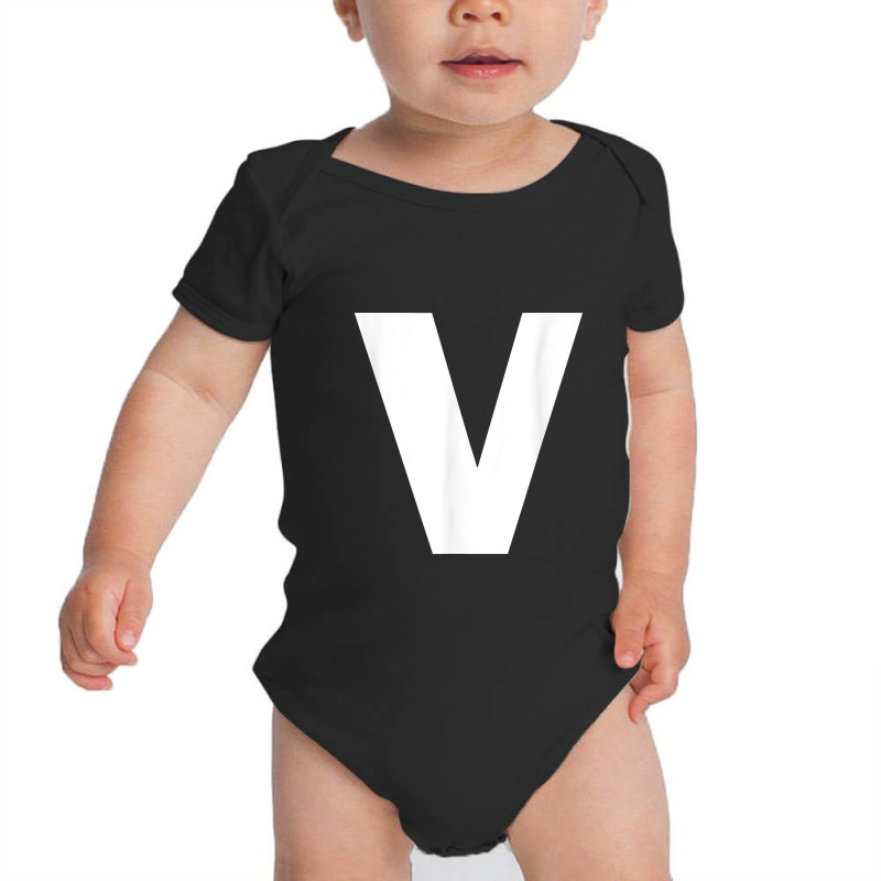 Letter V Capital Alphabet Monogram Initial Baby Bodysuit by jabaludden | Artistshot