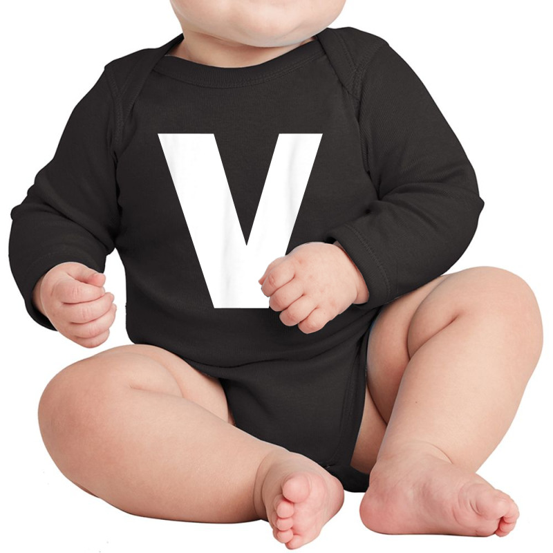 Letter V Capital Alphabet Monogram Initial Long Sleeve Baby Bodysuit by jabaludden | Artistshot