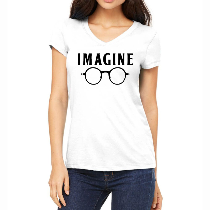 Imagine T Shirt Choose Peace Peaceful Lennon Glasses No War Women's V-neck T-shirt | Artistshot