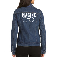 Imagine T Shirt Choose Peace Peaceful Lennon Glasses No War Ladies Denim Jacket | Artistshot