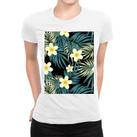 Tropical Flower Dark Pattern Ladies Fitted T-shirt | Artistshot