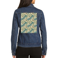 Greenery Palm Leaves Pattern Ladies Denim Jacket | Artistshot