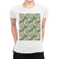 Greenery Palm Leaves Pattern Ladies Fitted T-shirt | Artistshot