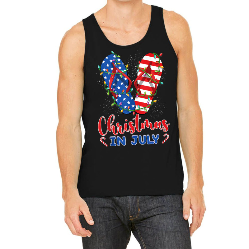 Funny American Flag Flip Flops Xmas Lights Christmas In July Tank Top Tank Top | Artistshot