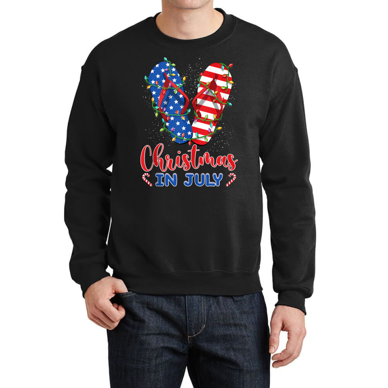 Funny American Flag Flip Flops Xmas Lights Christmas In July Tank Top Crewneck Sweatshirt | Artistshot