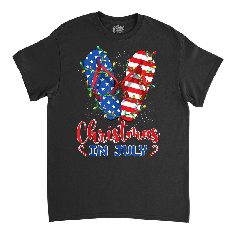 Funny American Flag Flip Flops Xmas Lights Christmas In July Tank Top Classic T-shirt | Artistshot