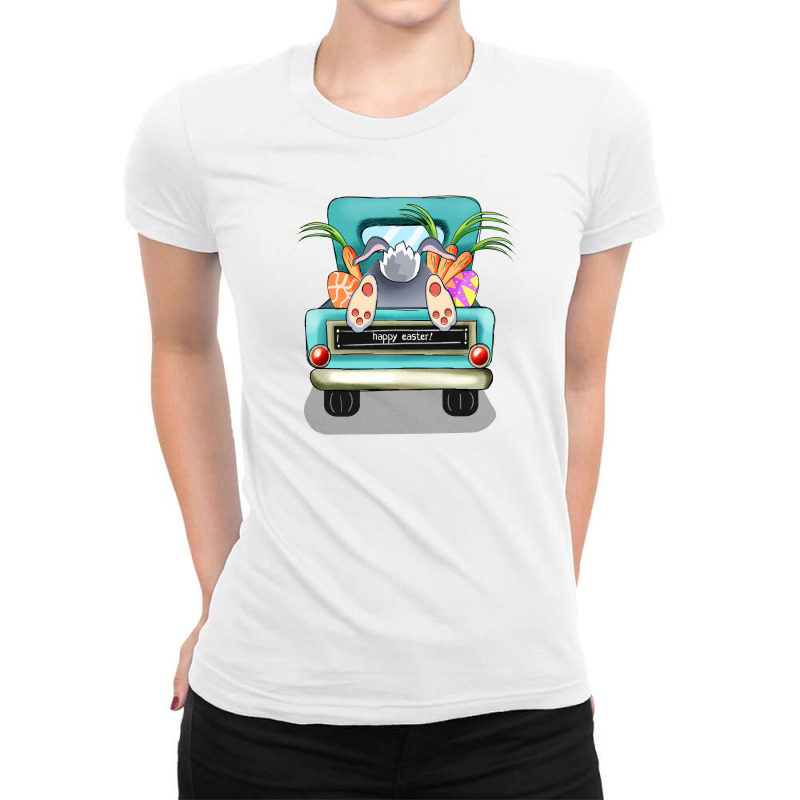 Happy Easter Truck Ladies Fitted T-Shirt by honeysuckle | Artistshot