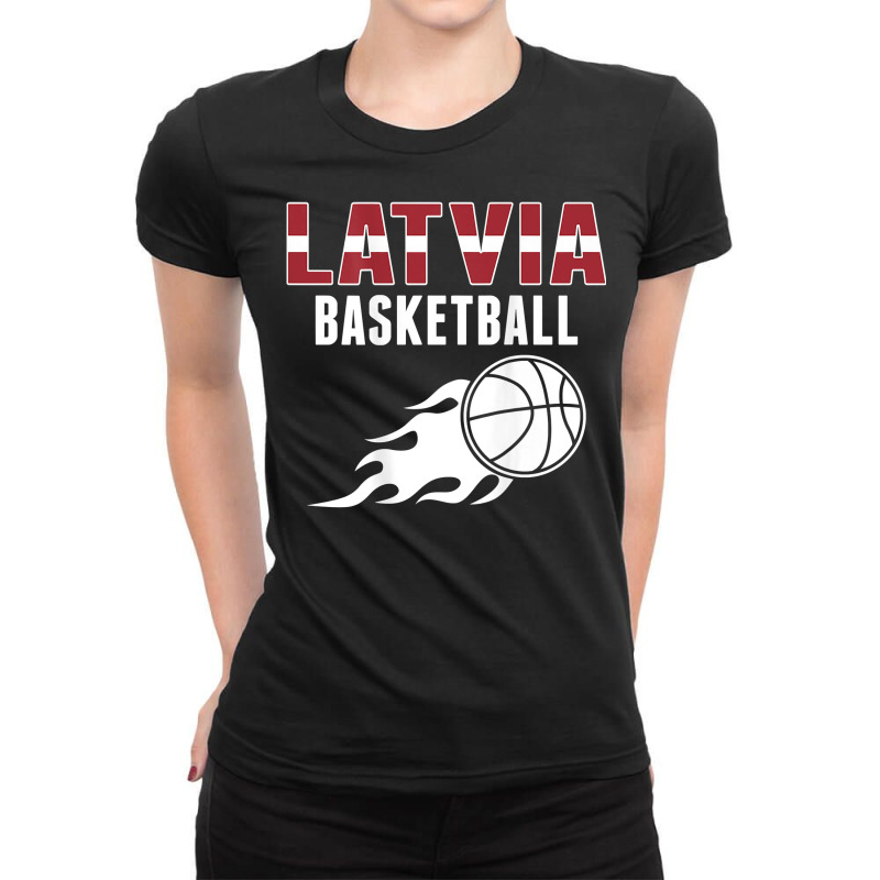 Latvia Basketball Fans Jersey   Latvian Flag Summer Sports T Shirt Ladies Fitted T-Shirt by tamarogbbrazee4 | Artistshot