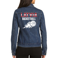 Latvia Basketball Fans Jersey   Latvian Flag Summer Sports T Shirt Ladies Denim Jacket | Artistshot