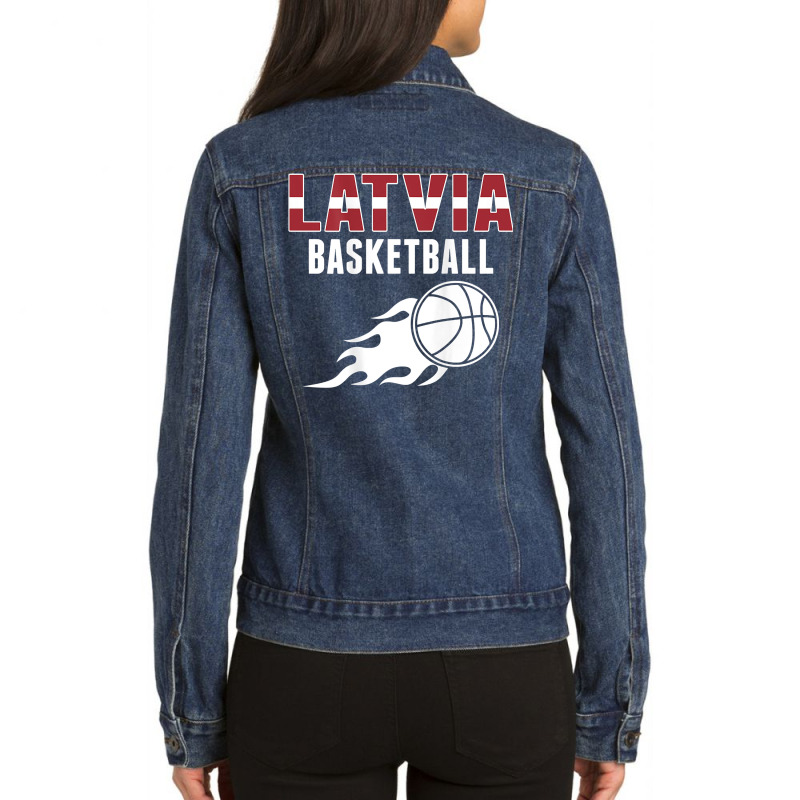 Latvia Basketball Fans Jersey   Latvian Flag Summer Sports T Shirt Ladies Denim Jacket by tamarogbbrazee4 | Artistshot