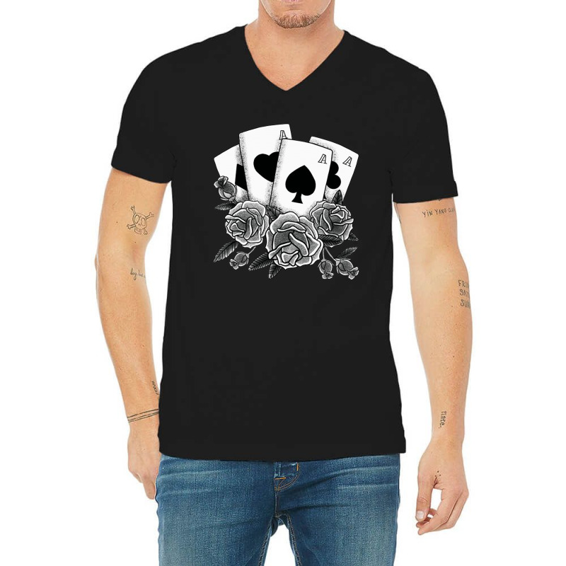 Old School Playing Cards Tattoo V-neck Tee | Artistshot