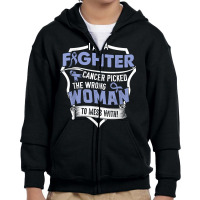 I Am A Fighter  Esophageal Cancer Awareness Supporter Ribbon T Shirt Youth Zipper Hoodie | Artistshot