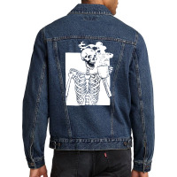 Skeleton Drink Coffee Halloween Men Denim Jacket | Artistshot