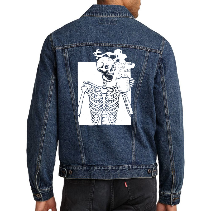 Skeleton Drink Coffee Halloween Men Denim Jacket by marceliana | Artistshot