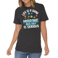 Life Is A Game Marine Biology Is Serious Ocean Student Sea T Shirt Vintage T-shirt | Artistshot