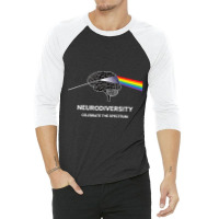 Neurodiversity Autism Spectrum Asd Adhd Rainbow Brain T Shirt 3/4 Sleeve Shirt | Artistshot