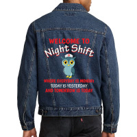 Night Shift Nurse Owls Funny Nursing Rn Lpn Cna Women T Shirt Men Denim Jacket | Artistshot