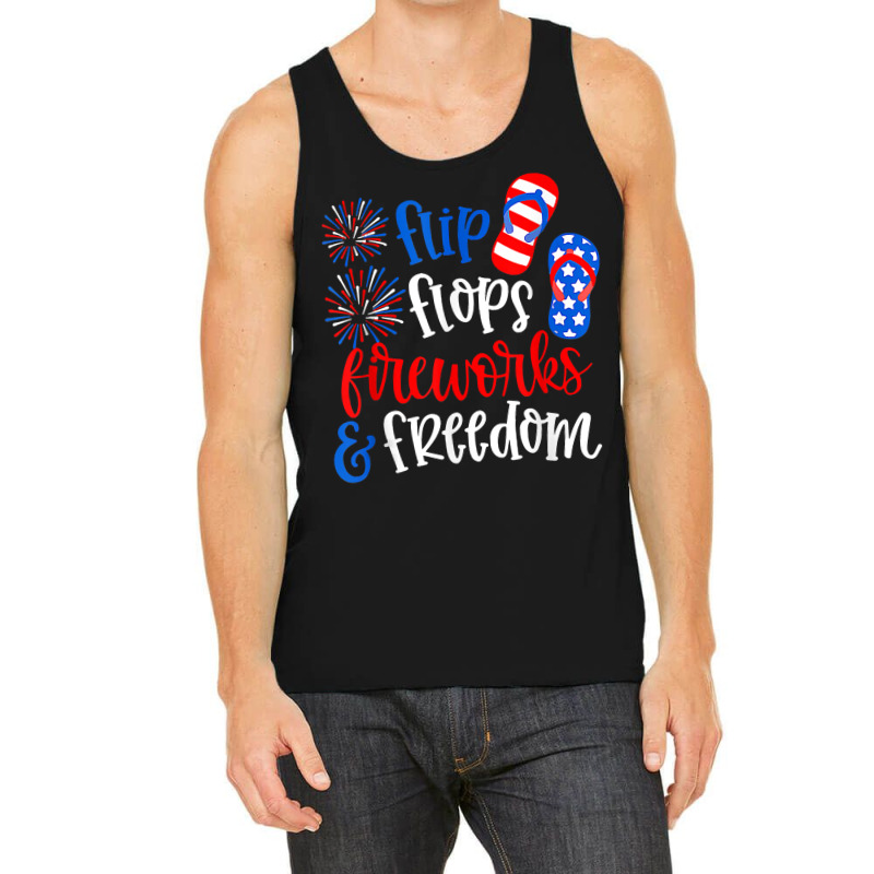 Funny Flip Flops Fireworks And Freedom 4th Of July Us Flag T Shirt Tank Top | Artistshot