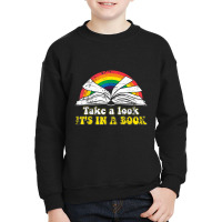 Love Reading Love Rainbows Gift Retro Rainbow Youth Sweatshirt | Artistshot