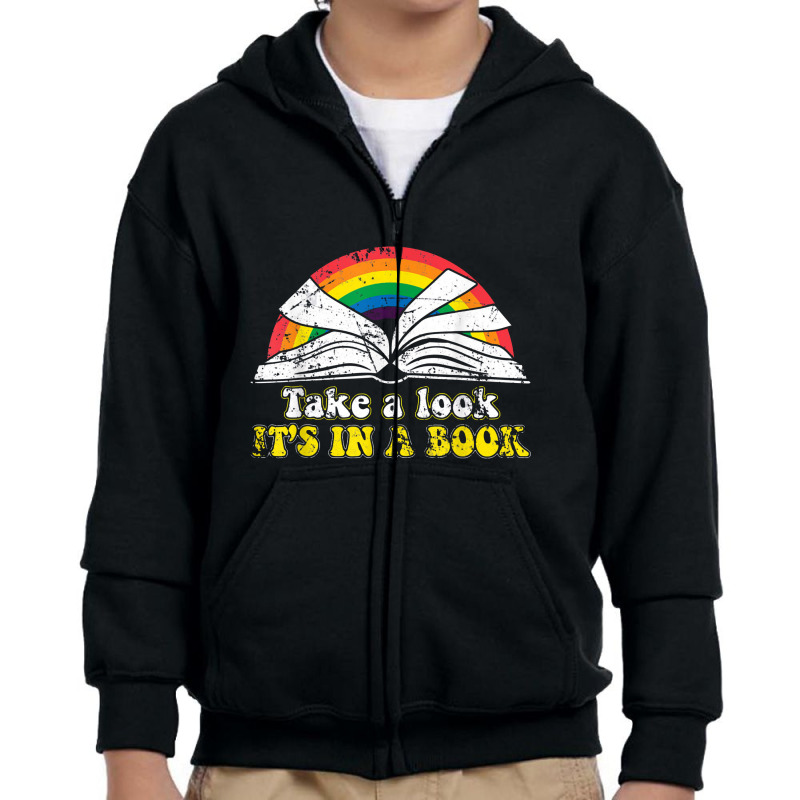 Love Reading Love Rainbows Gift Retro Rainbow Youth Zipper Hoodie by jabaludden | Artistshot